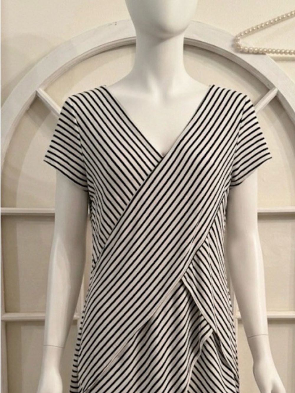 Vince Camuto Nautical Blue and White Striped Wrap Top preppy summer yachting